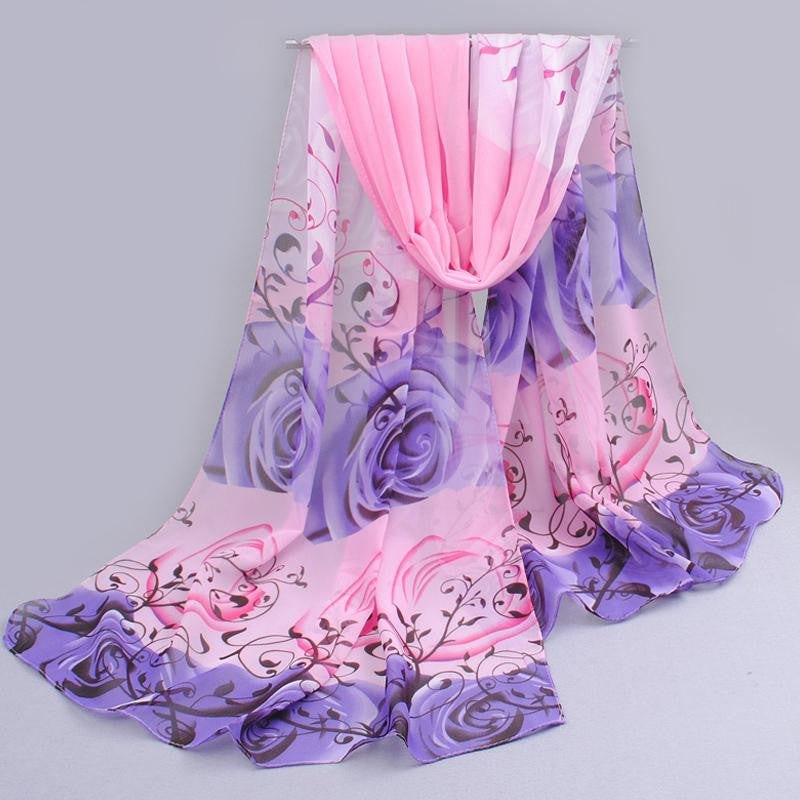 from india promotion 2017 rose print chiffon scarves woman thin shawl turban belt wholesale hijab fashion arabic scarfs wrap qsr