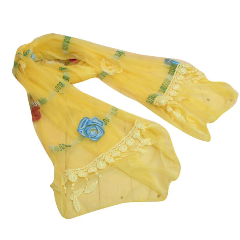 One Variant - 100% Chiffon Fashion Women Long Wrap Scarf Embroidery