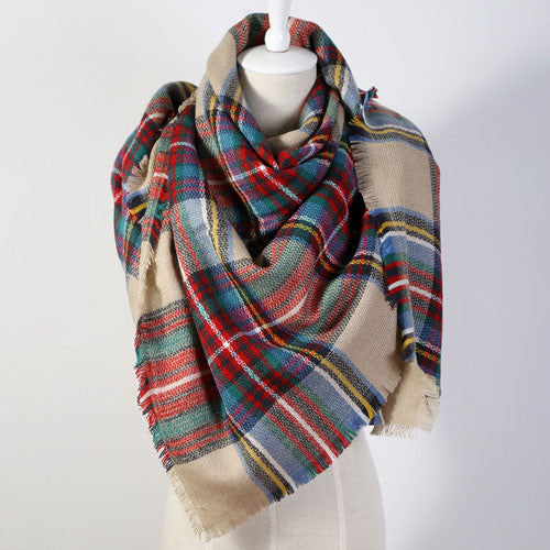 2016 Luxury Brand Women'S Scarf Soft Cashmere Blanket Warm in Winter Fashion Plaid Square Shawls  Size 140cm X 140cm Wholesale