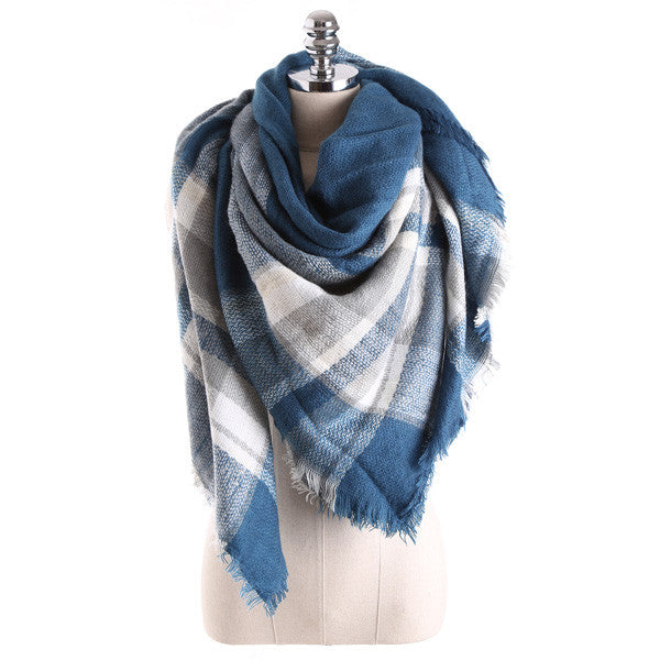Brand models Scarf women temperament Acrylic Square Shawl grid Warm Cape