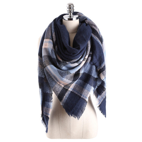 Brand models Scarf women temperament Acrylic Square Shawl grid Warm Cape