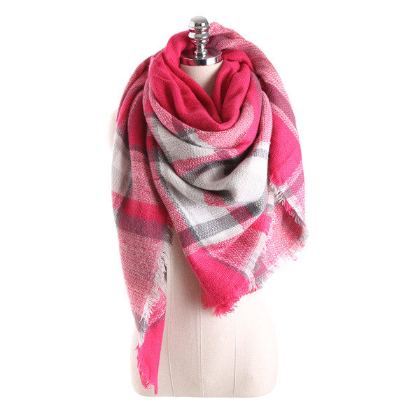 Brand models Scarf women temperament Acrylic Square Shawl grid Warm Cape