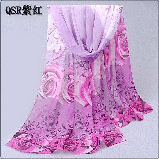 from india promotion 2017 rose print chiffon scarves woman thin shawl turban belt wholesale hijab fashion arabic scarfs wrap qsr