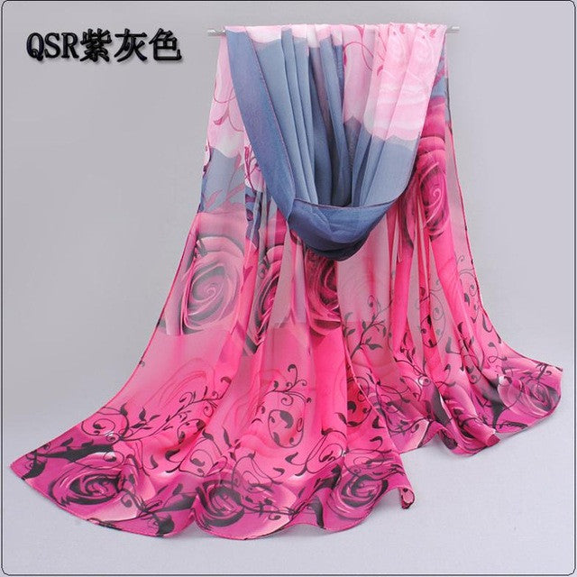 from india promotion 2017 rose print chiffon scarves woman thin shawl turban belt wholesale hijab fashion arabic scarfs wrap qsr
