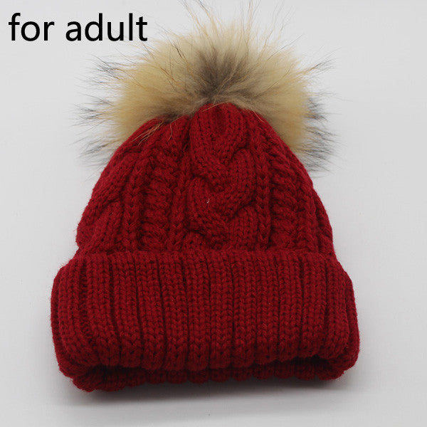 2017 New Womens Warm Fleece Inside Beanie Hats Winter Mink Raccoon Fur Pompom Hat Female Cap
