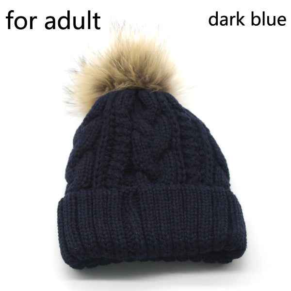 2017 New Womens Warm Fleece Inside Beanie Hats Winter Mink Raccoon Fur Pompom Hat Female Cap