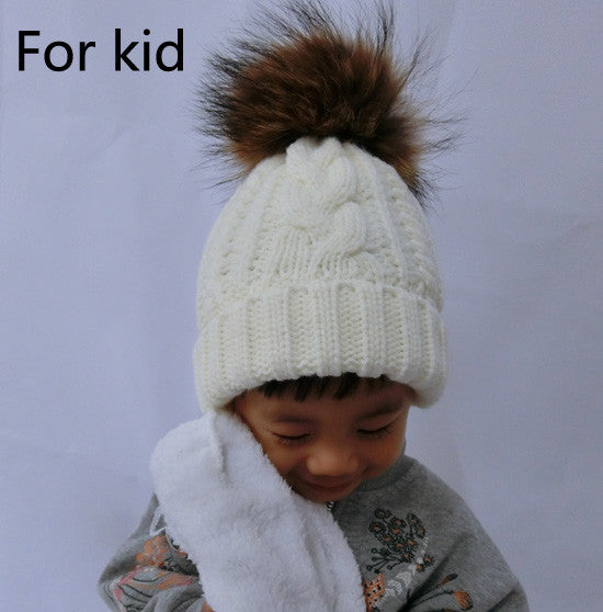 2017 New Womens Warm Fleece Inside Beanie Hats Winter Mink Raccoon Fur Pompom Hat Female Cap