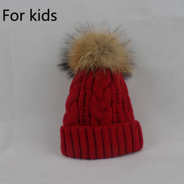 2017 New Womens Warm Fleece Inside Beanie Hats Winter Mink Raccoon Fur Pompom Hat Female Cap