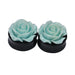 1 Pair New Rose Ear Plug Ornate Resin Piercing Jewelry Ear Blue